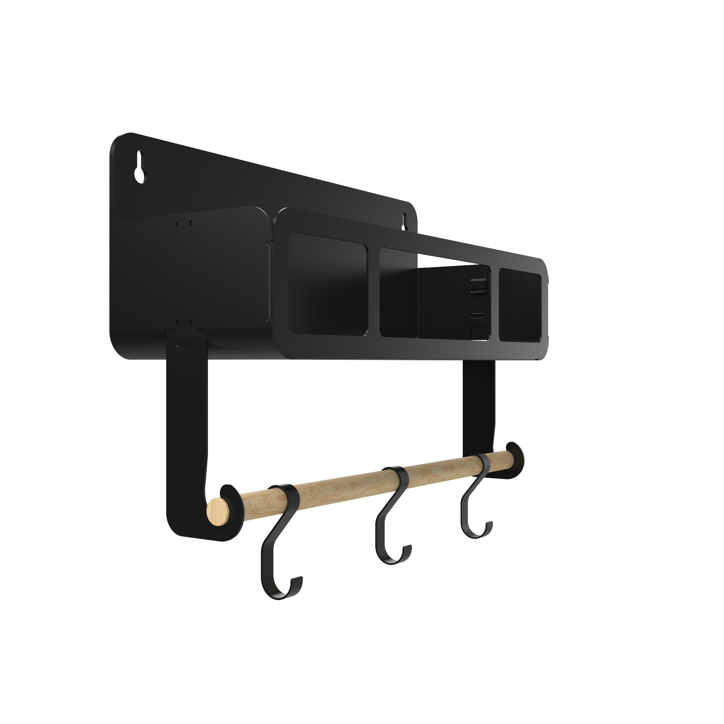 Black Hanging / Magnetic Rack System-Shelf W/Brackets