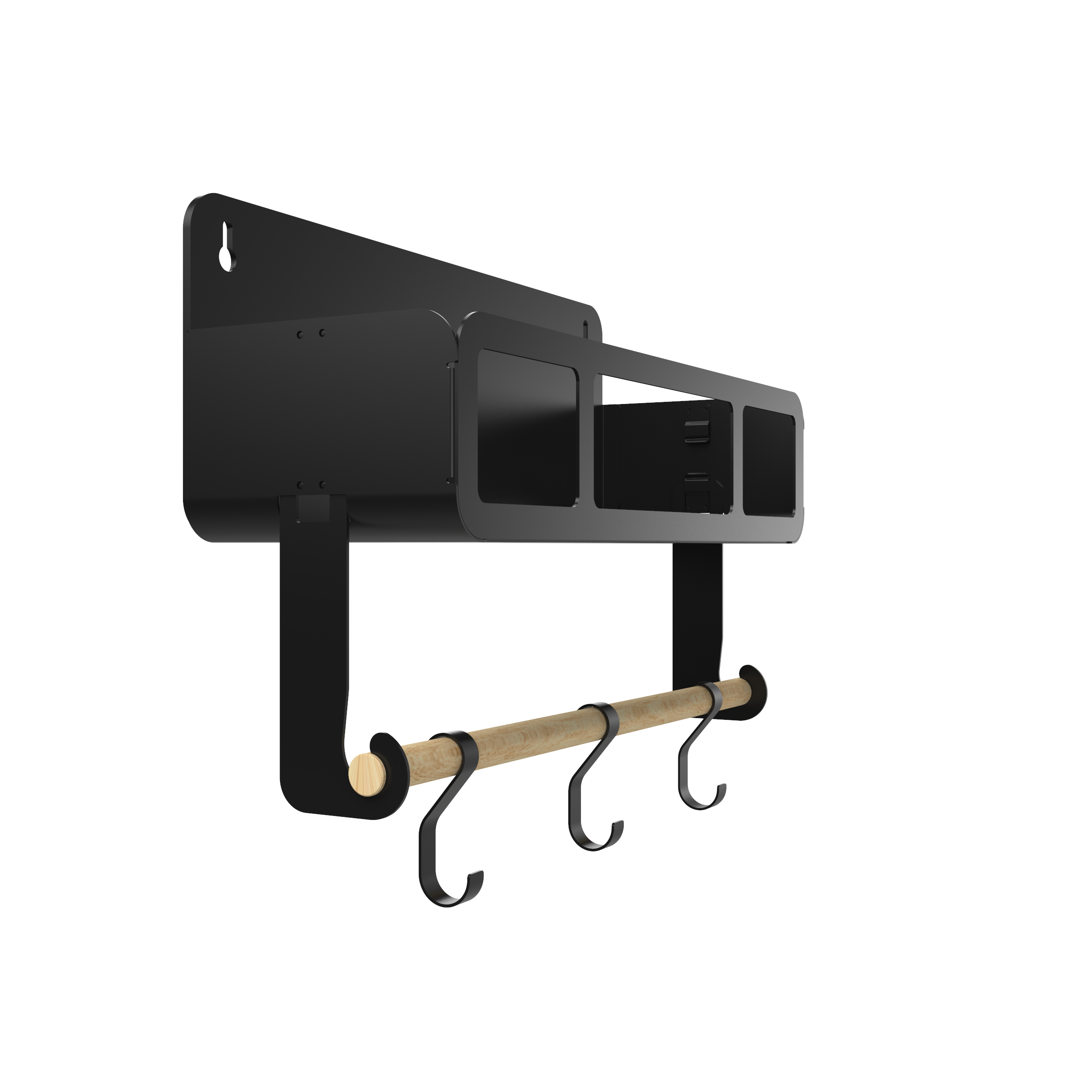 Black Hanging / Magnetic Rack System-Shelf W/Brackets