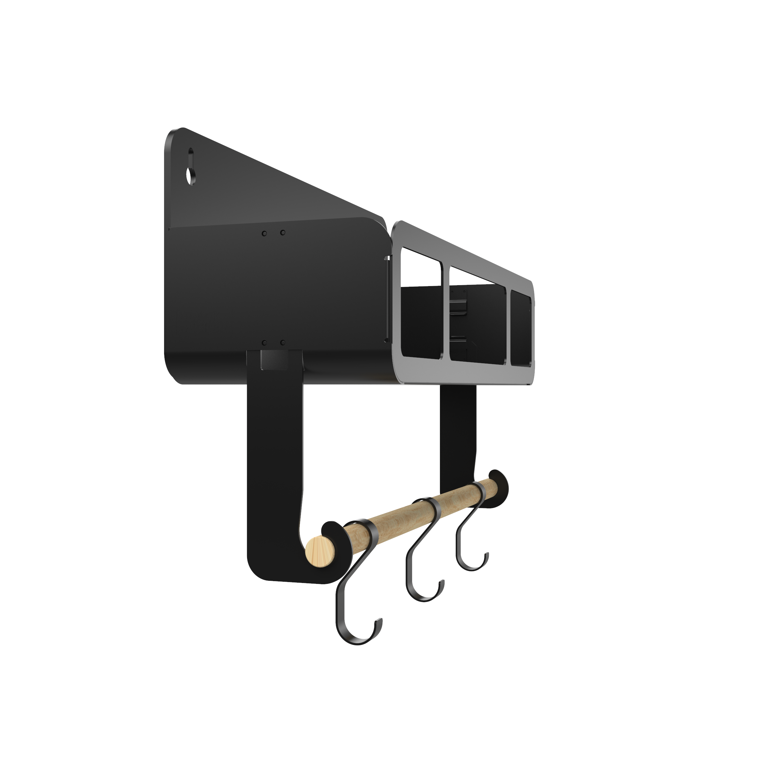 Black Hanging / Magnetic Rack System-Shelf W/Brackets