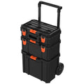 Stackable Storage System - 3 Piece Set (Small, Deep Toolbox, and Rolling Tote)