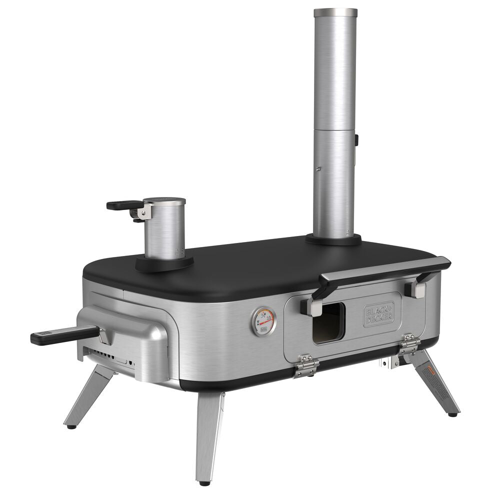 vera™ Pizza Oven, Outdoor, Wood - Charcoal - Pellet Fired Pizza Oven, Rotating Handle and Temperature Gauge, Portable with Folding Legs for Easy Storage